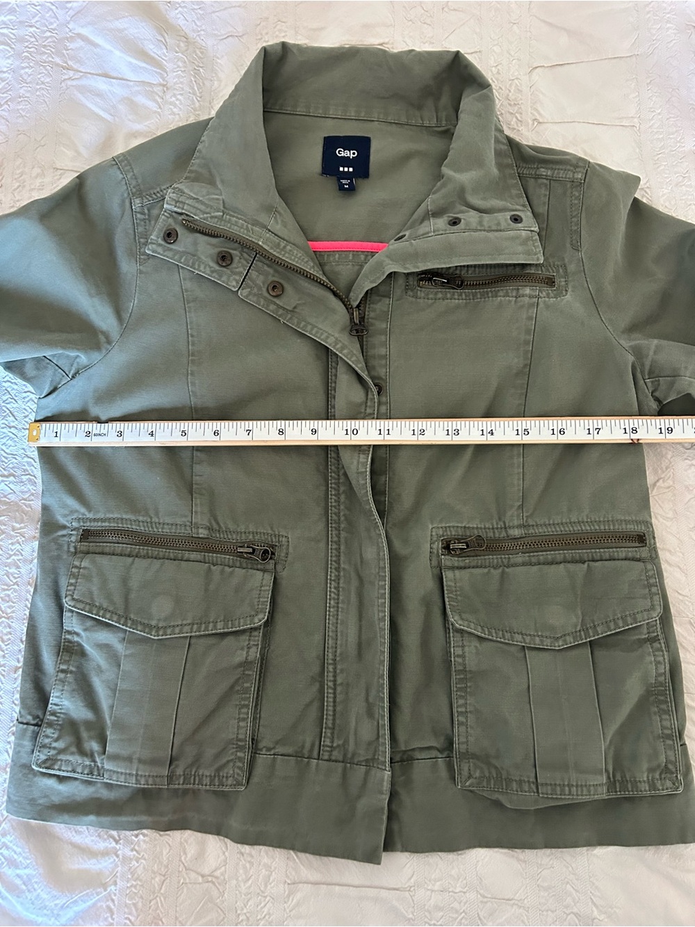 GAP Olive Green Utility Jacket with Zip & Flap Pockets - Picture 9 of 10